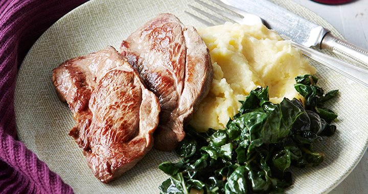 Lamb Steaks With Cheesy Mashed Potatoes & Silverbeet Recipe | Matador BBQs